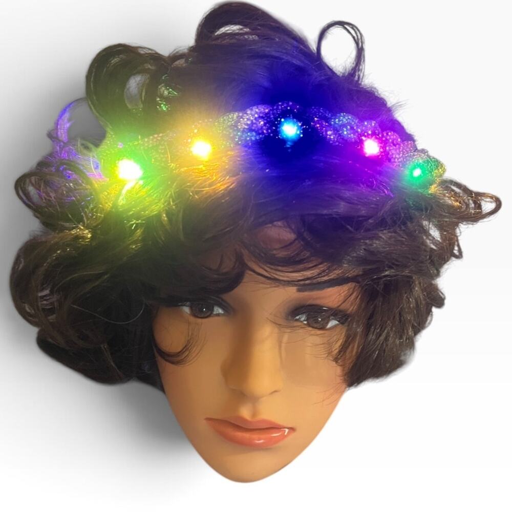 Sequin Multicolor LED Lighted Headband with Battery Pack 3 Light Modes Plus Off